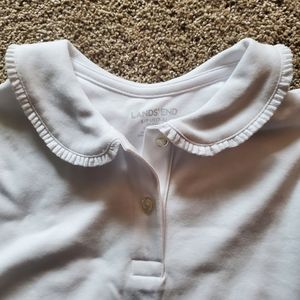 Girls Lands End White Polo
